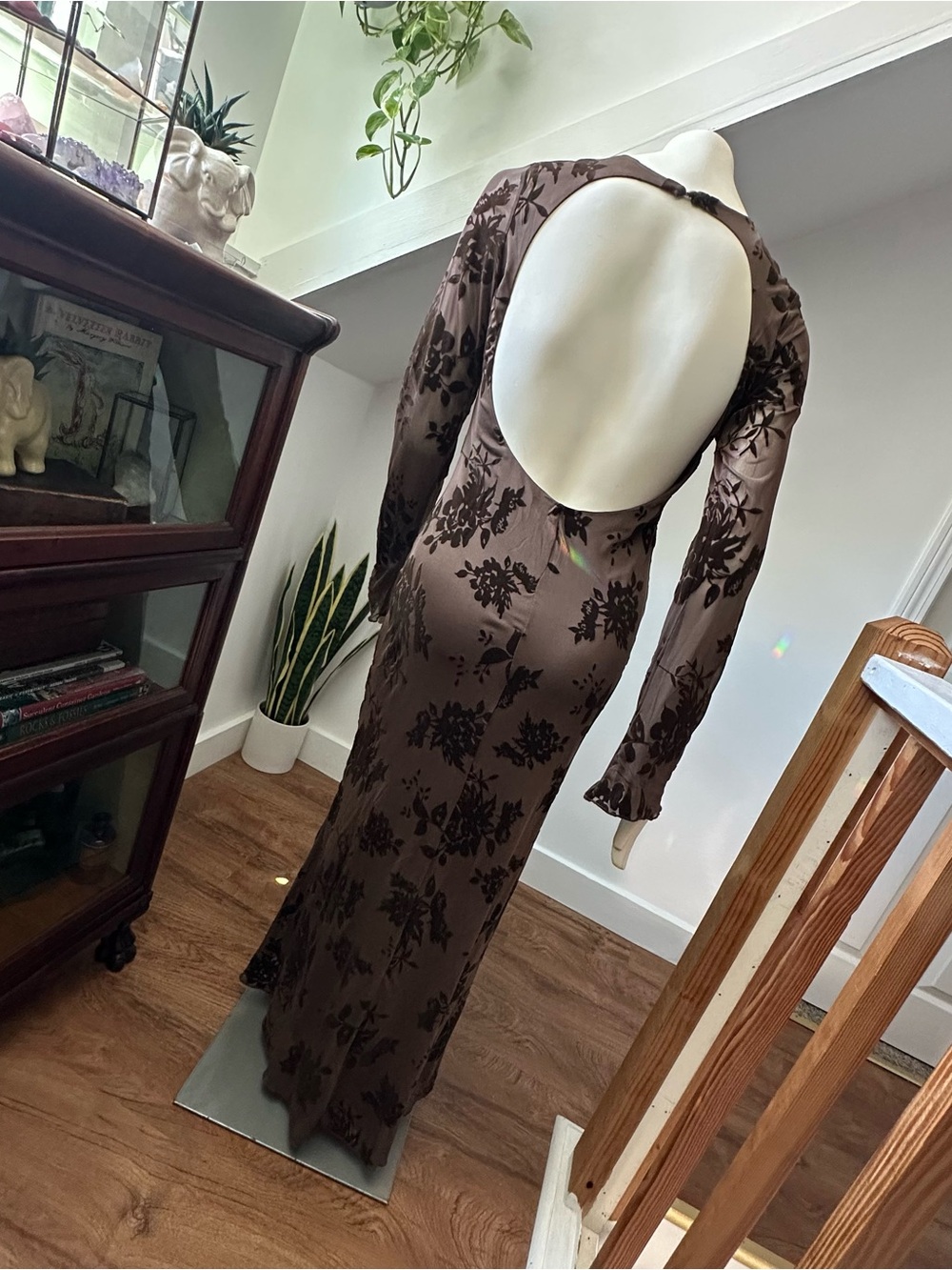 Thrifty/Thirties Brown Floral Maxi Dress (Label Shown) - Picture 2 of 11